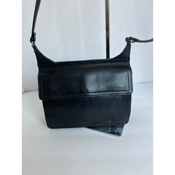 Fossil Women’s Small Black Pebbled Leather Crossbody Organizer Shoulder Purse - Picture 4 of 9